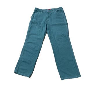 Dickies Green Carpenter Pants Womens Junior 13 31 Ivy Green Denim Straight Leg